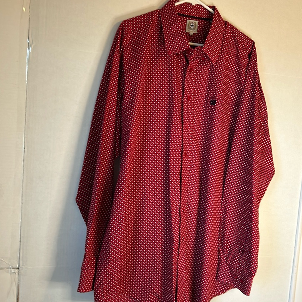 Cinch Western Cowboy Long Sleeve Button Up Red Geometric Shirt Size XXL